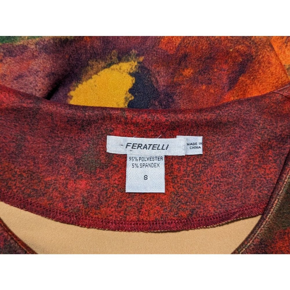 Feratelli Art Abstract Floral print long sleeve tunic top Size S - Picture 3 of 5